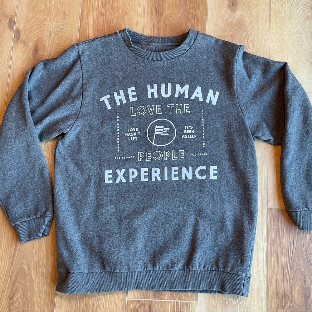 The Human Experience sweatshirt Certified Fair Trade Organic Cotton Grey Sz L